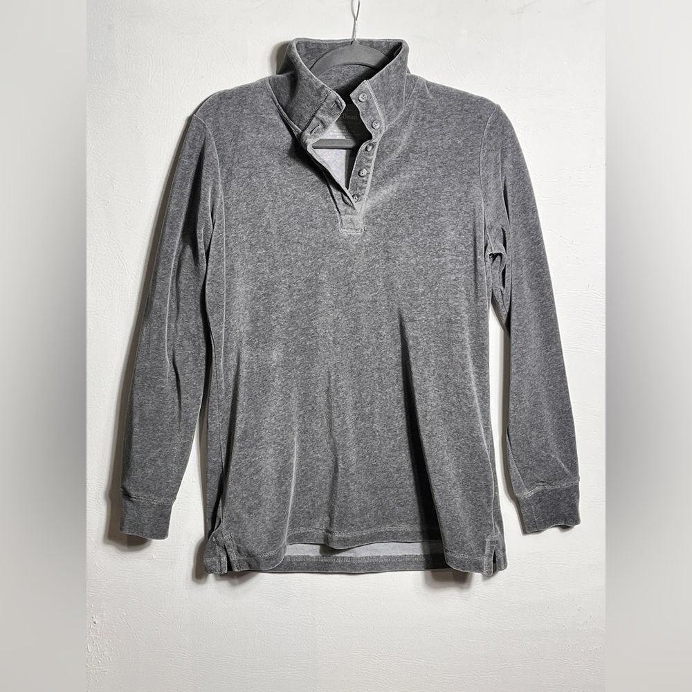 L.L. Bean Vintage Gray Velvet Pullover Collared Sweater Small